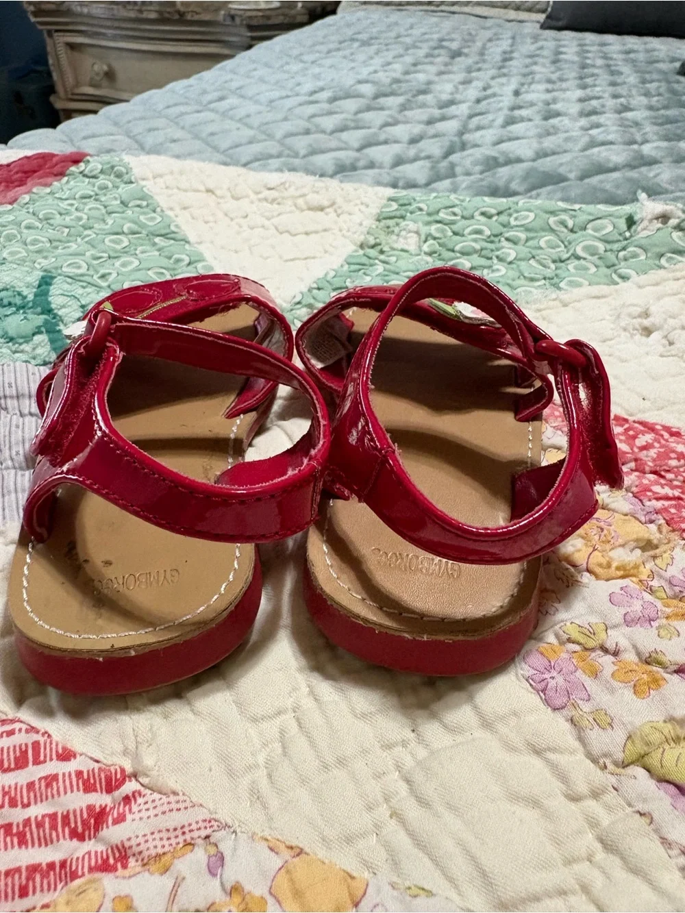 Gymboree Red Patent Cherry Sandals with Flower Accents